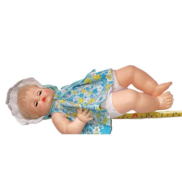 15" Vintage 1959 Cutest Cuddly Effanbee Blonde Hair- Blue Sleep Eyes Baby Doll - Picture 4 of 12